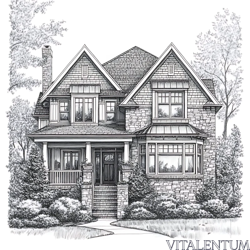 Detailed Architectural Drawing of a Suburban Home
