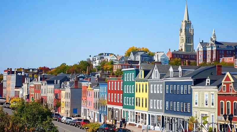 Colorful Urban Panorama with Historic Architecture AI Image