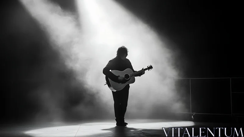 Guitarist Performing Under Spotlight AI Image