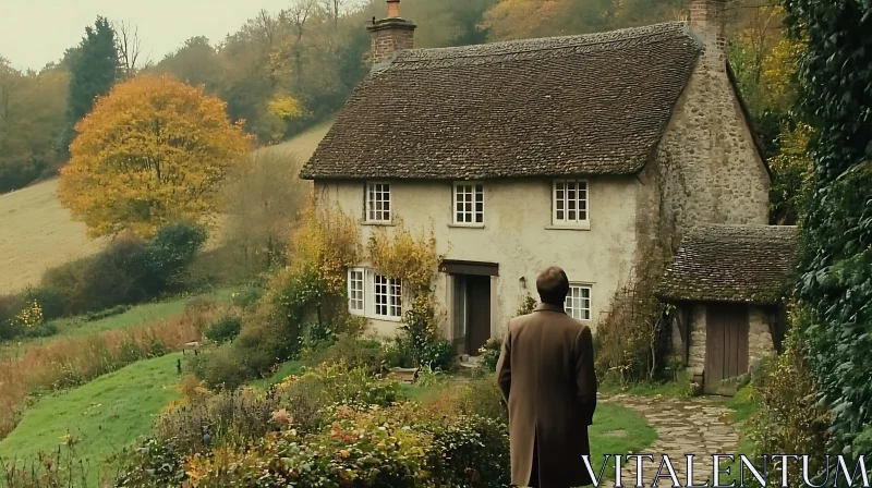 Rustic Cottage in Serene Countryside AI Image