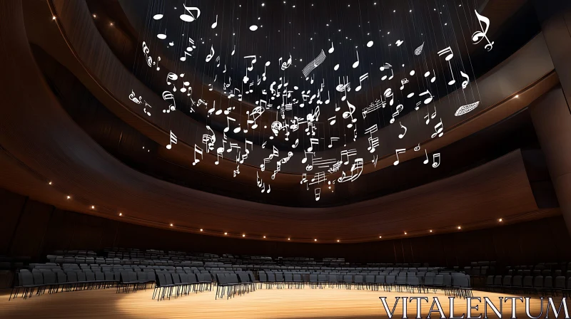 Concert Hall with Hanging Musical Notes AI Image