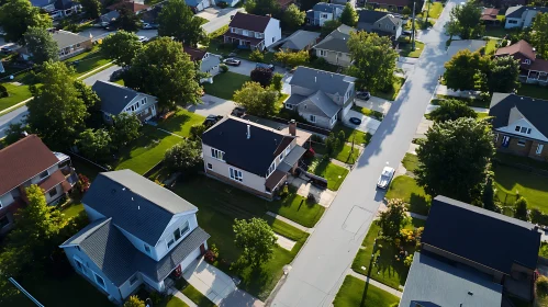 Aerial View of Peaceful Suburban Houses