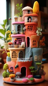 Handmade Multi-Story Crochet House