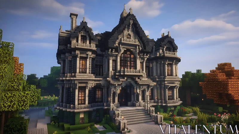 AI ART Majestic Victorian Mansion Surrounded by Lush Greenery