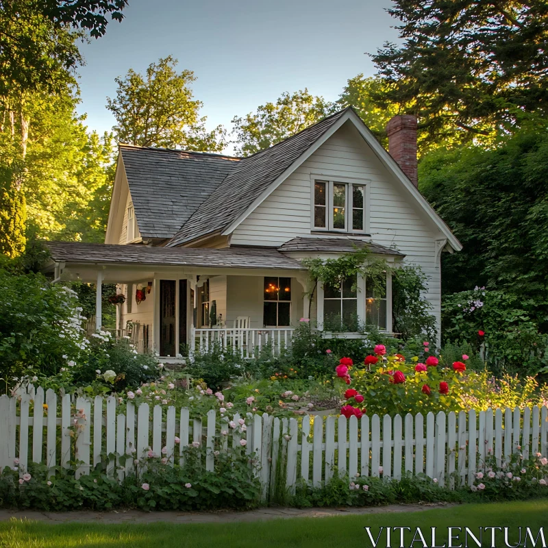 AI ART Serene Cottage Amidst Blooming Garden