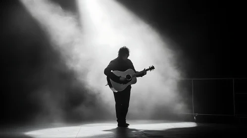 Guitarist Performing Under Spotlight