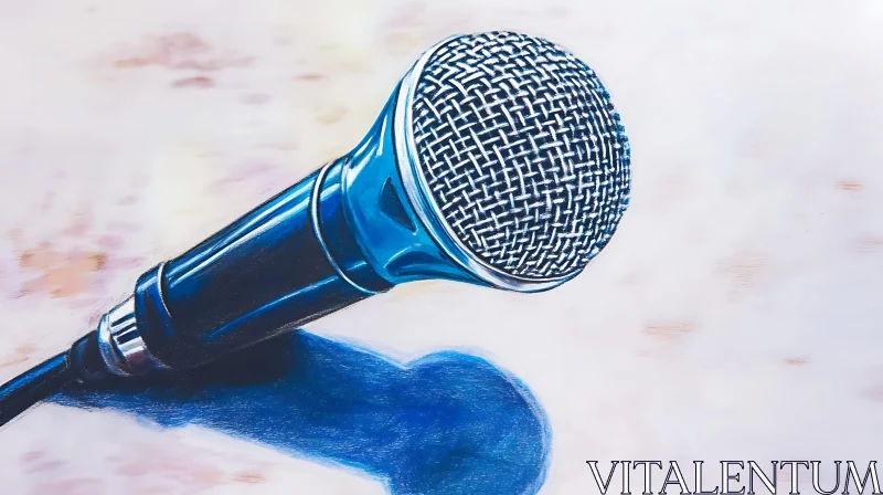 Microphone Close-Up in Blue Tones AI Image