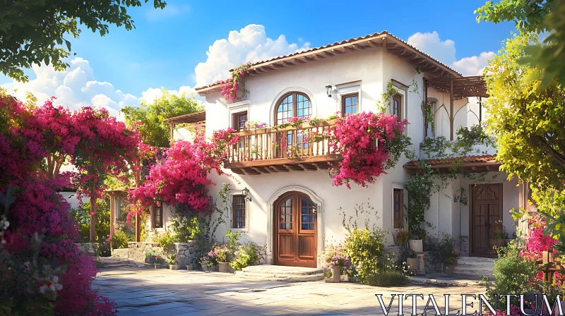 AI ART Picturesque House with Vibrant Flora