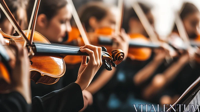 Close-Up of Violin Players in Concert AI Image