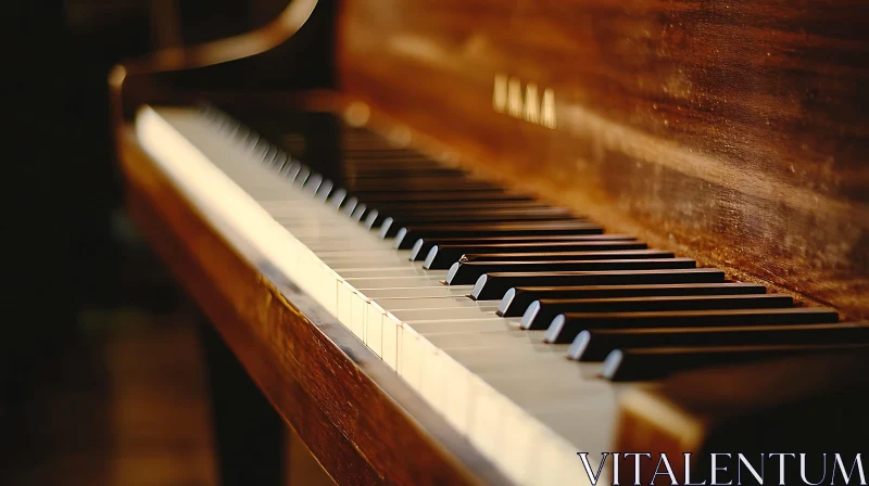 Piano Keyboard Close-Up with Wooden Frame AI Image