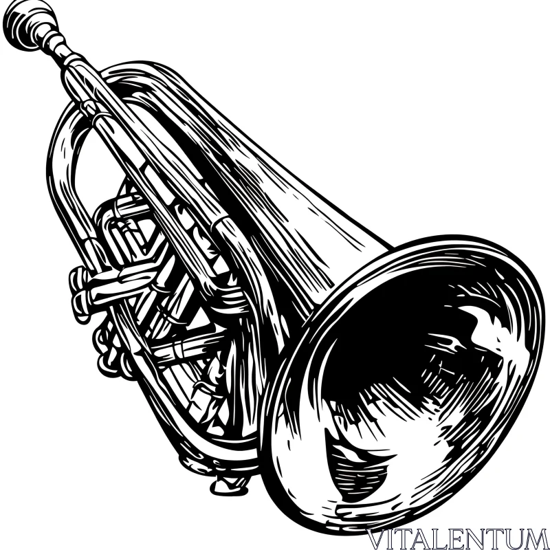 Intricate Trumpet Drawing AI Image