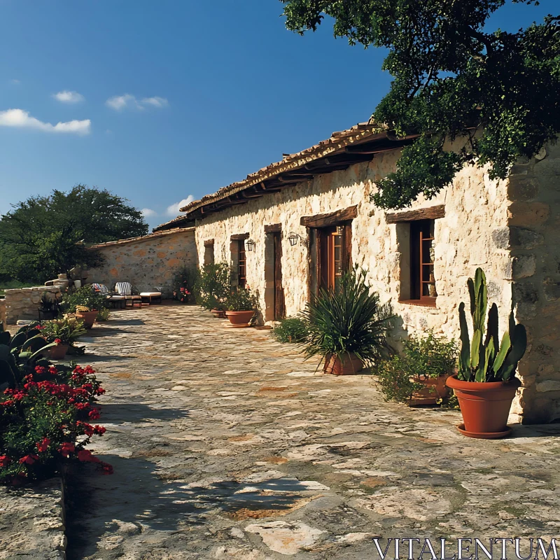 Charming Countryside Stone House with Garden AI Image