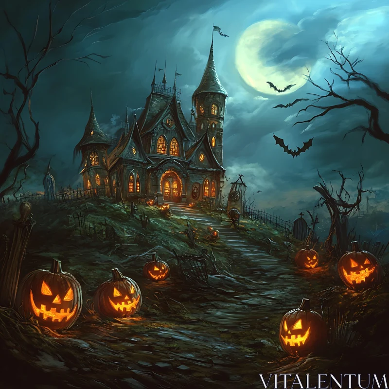 AI ART Mystical Halloween Haunted House