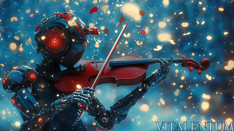 AI ART Futuristic Musician: Robot with Violin