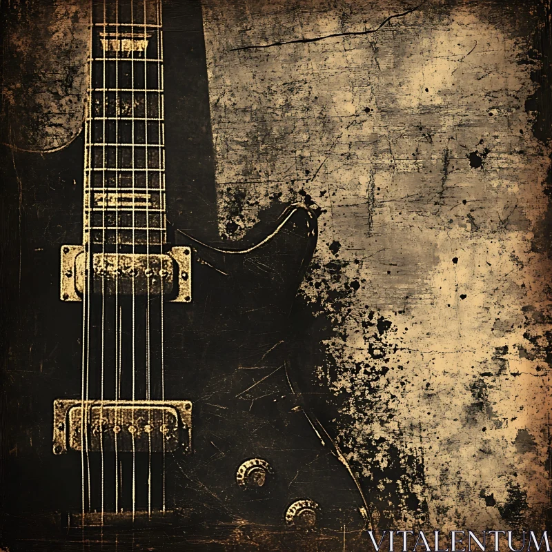 AI ART Rustic Electric Guitar with Grunge Texture