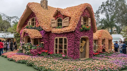 House Enveloped in Blooming Flowers