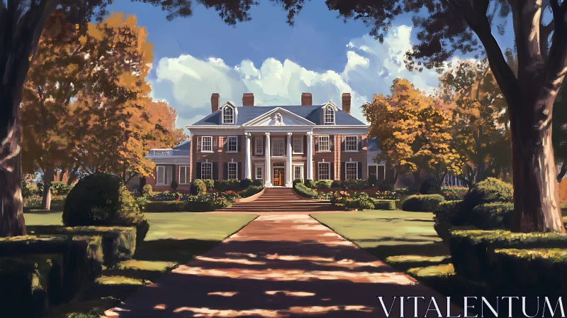 AI ART Majestic mansion with autumn trees