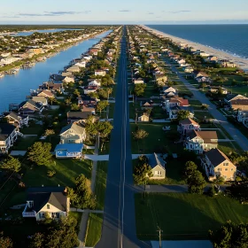 Symmetrical Coastal Suburb from Above