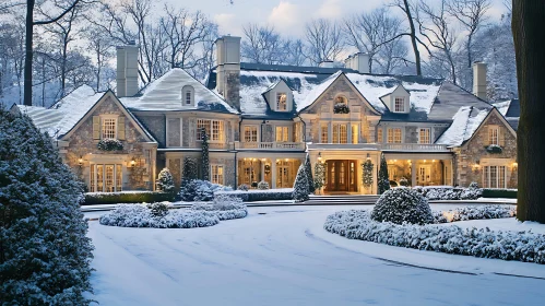 Luxurious Mansion in Snowy Landscape