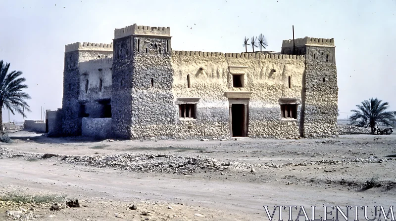 AI ART Desert Fortress with Palm Trees