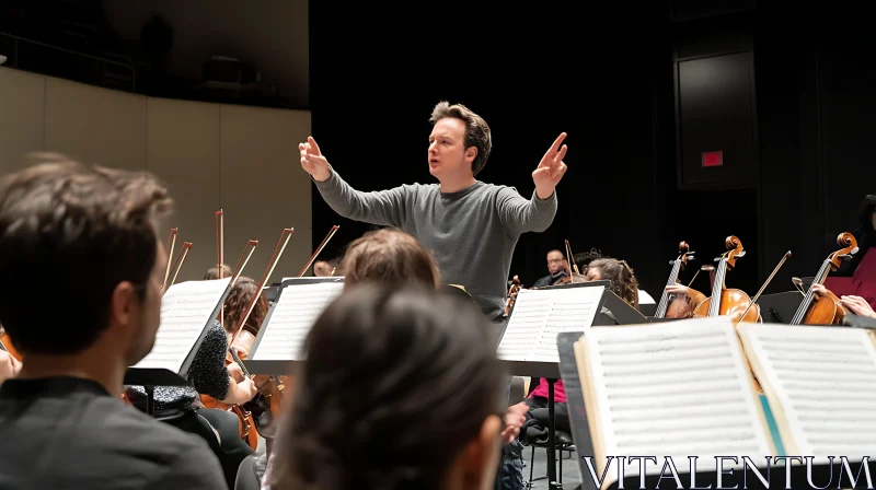 Conductor Directing Musicians at Rehearsal AI Image