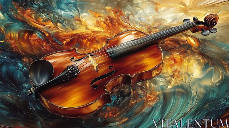 Violin with Swirling Colors AI Image