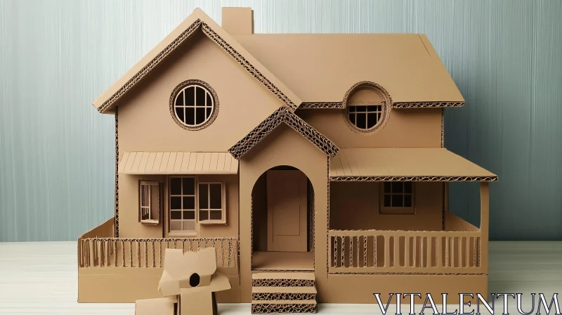 Detailed Cardboard Model House Craft AI Image