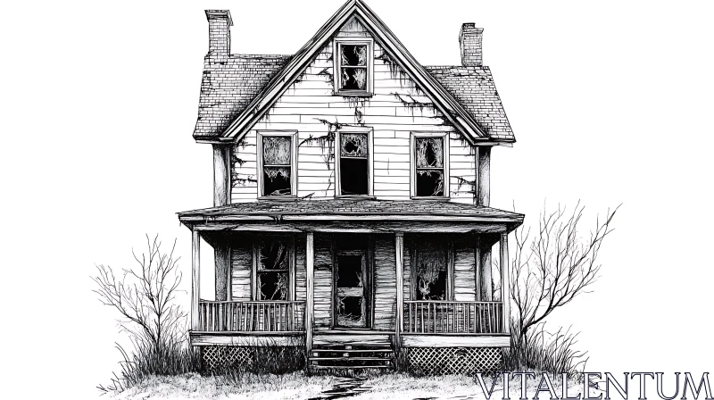 Haunted House Illustration AI Image