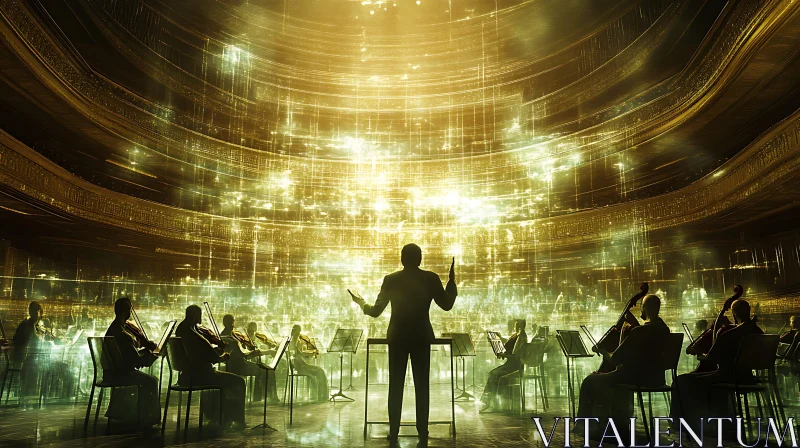 Orchestra Performance in Golden Light AI Image