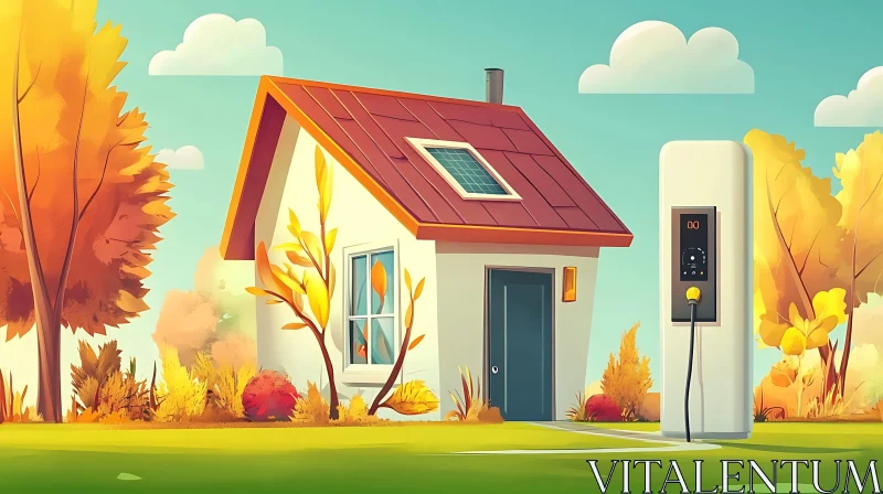 Sustainable Living in an Autumn Setting AI Image