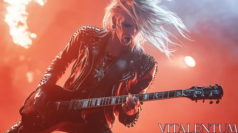 Epic Rock Guitarist on Stage AI Image