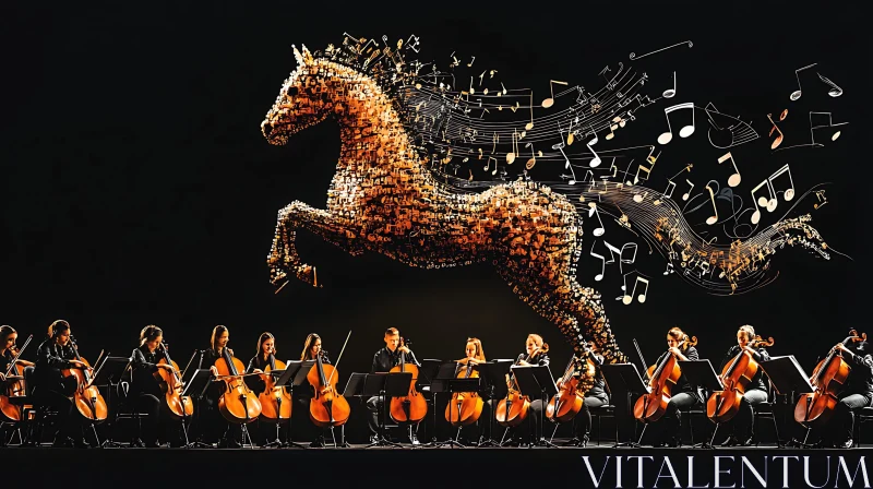 Musical Horse and Orchestra Symbiosis AI Image