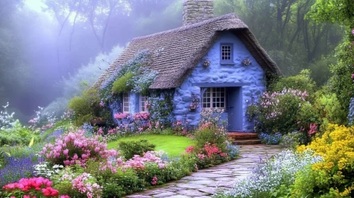 Enchanting Cottage Amidst Lush Floral Garden