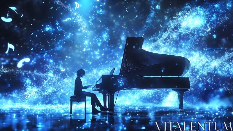 Anime Musician in Starry Galaxy AI Image