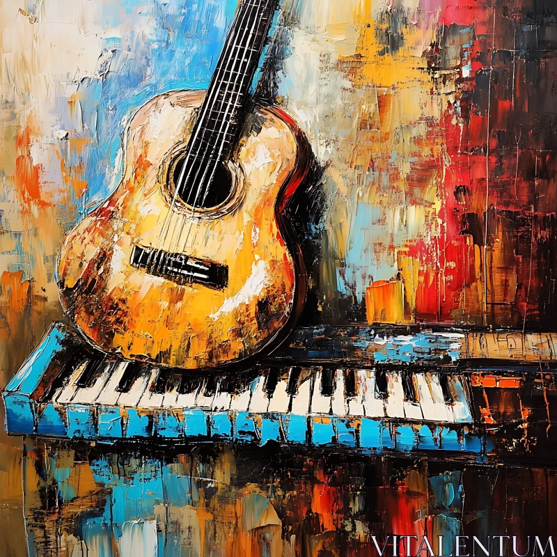 AI ART Colorful Abstract Art with Musical Instruments