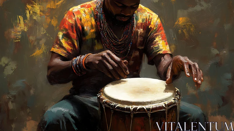 Cultural Drumming Painting AI Image