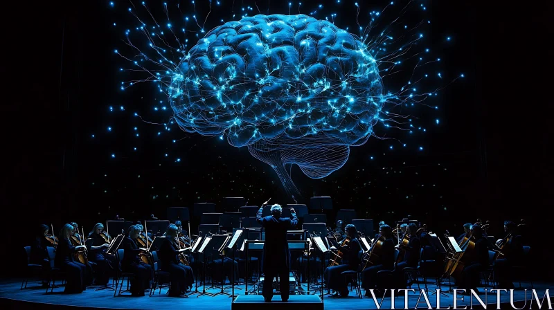 Orchestra Performance with Neural Brain Imagery AI Image