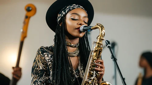 Saxophonist Performing on Stage