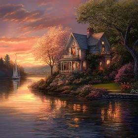 Peaceful Sunset by the Lake