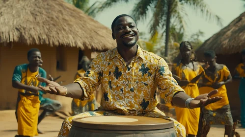 Traditional Village Scene with Drum and Dance