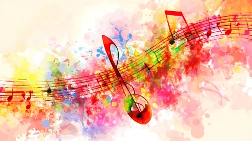 Abstract Music Art with Color Splashes