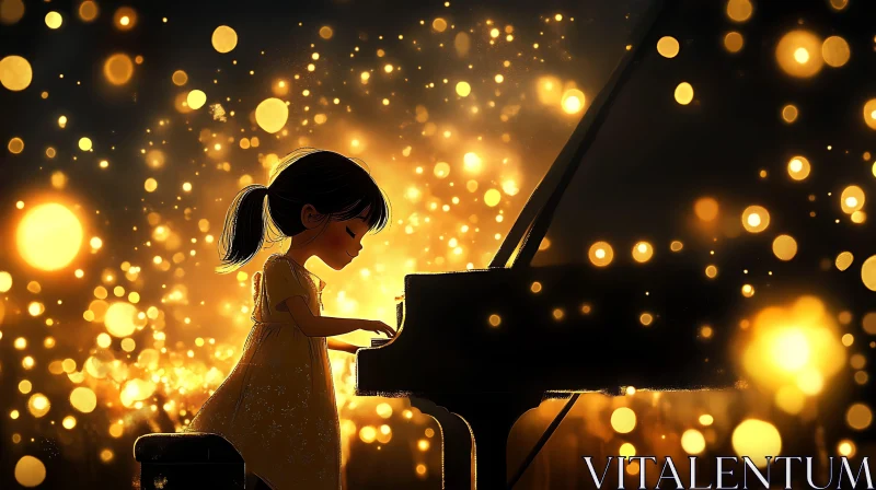 Magical Piano Performance by a Young Girl AI Image