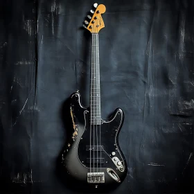 Vintage Bass Guitar on Dark Canvas