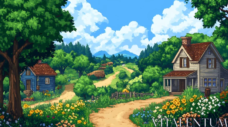 Picturesque Countryside Landscape AI Image