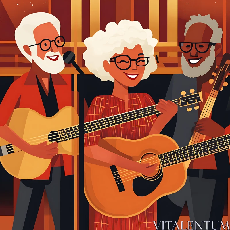 AI ART Joyful Performance by Elderly Guitarists