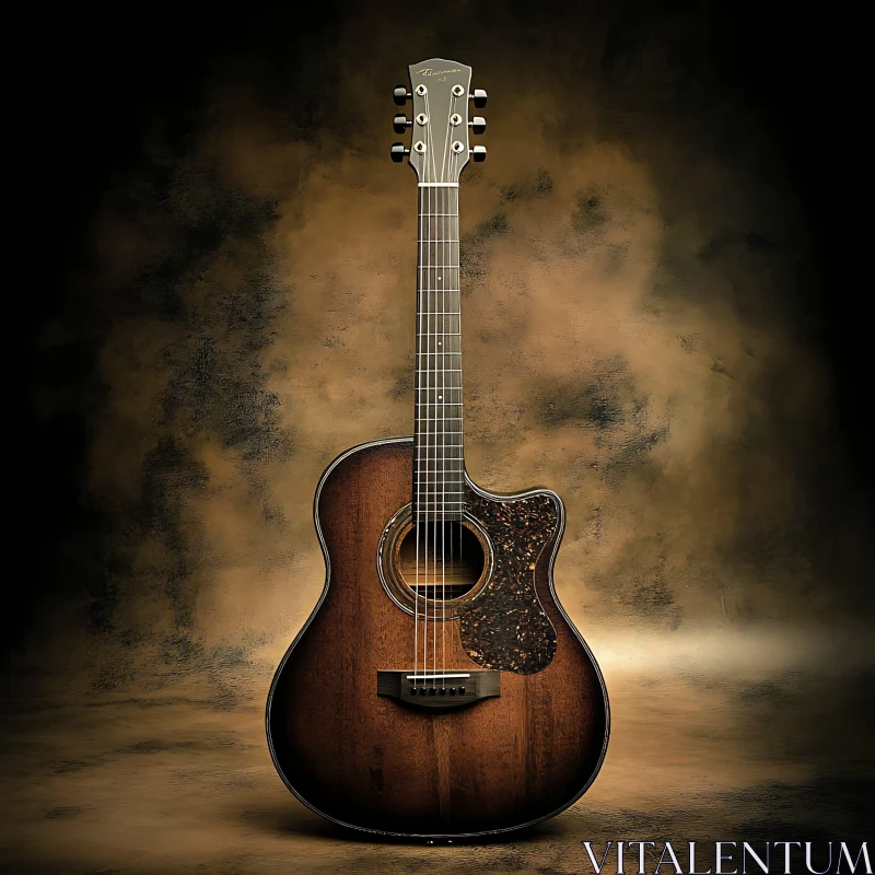 AI ART Elegant Wooden Acoustic Guitar