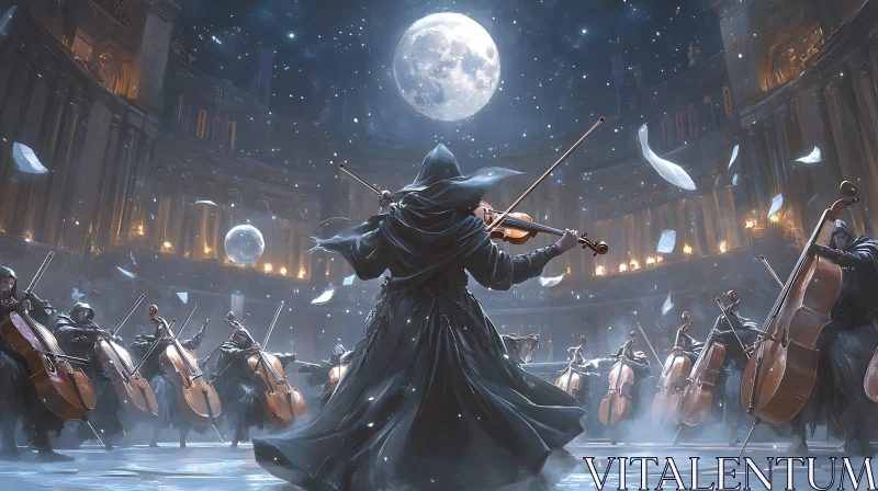 Moonlit Orchestral Performance AI Image