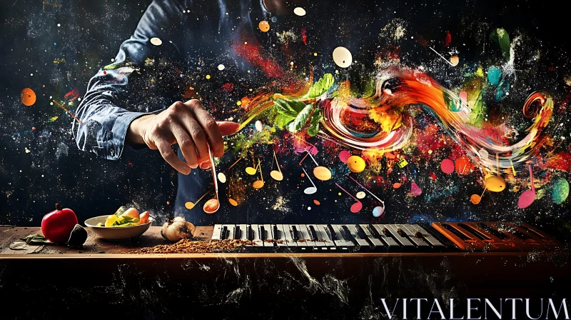 Fusion of Cooking and Music in Abstract Art AI Image