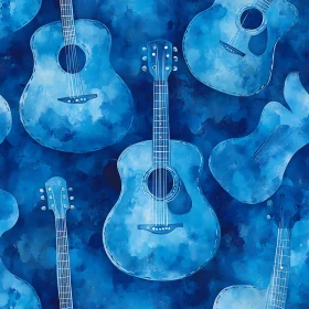 Blue Watercolor Guitars