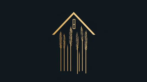 Golden Wheat House Minimalist Art